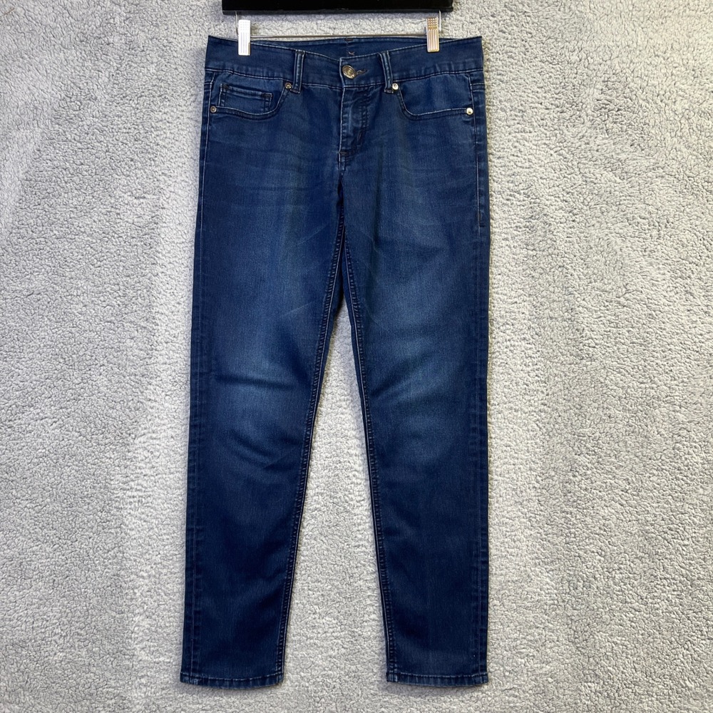 Seven7 Skinny Jeans Women 10 Blue Denim Dark Wash Mid Rise Minimalist Preppy